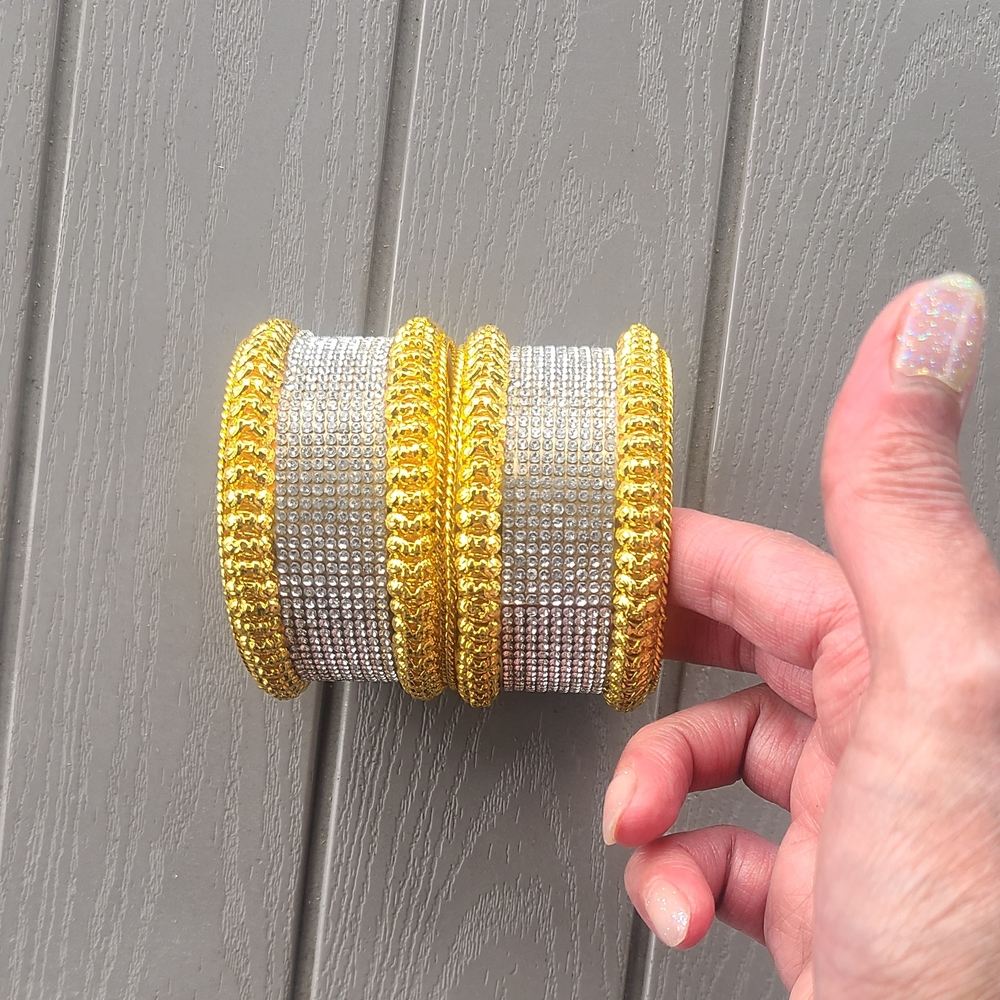 India Boutique Gold and Silver Bracelet Set Indian Pakistani bangles set bracele